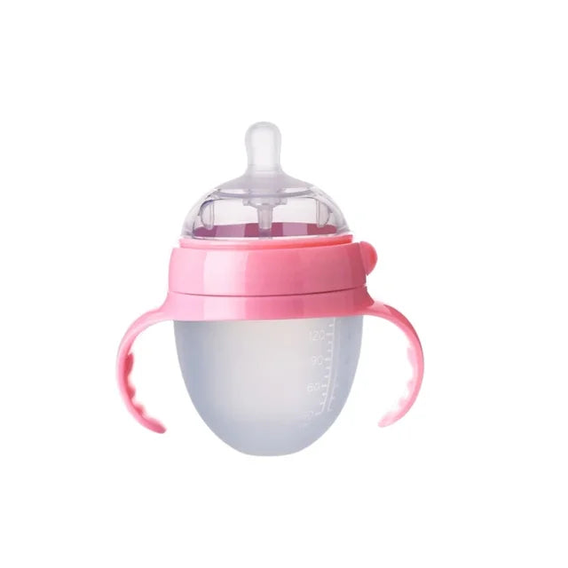 Silicone Nano Baby Bottle Feeding Bottles with Handle for Baby Weaning Anti-Choking Nipple Bottle for Baby 0-9 Month 150ML/250ML