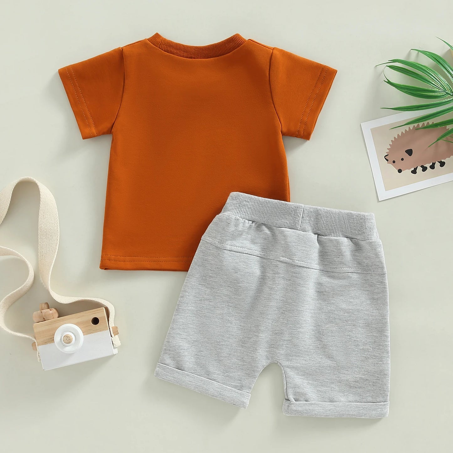 Toddler Newborn Baby Boys Summer 2PCS Outfit Sets Short Sleeve O Neck Letter Print T-shirt + Drawstring Shorts 0-3T