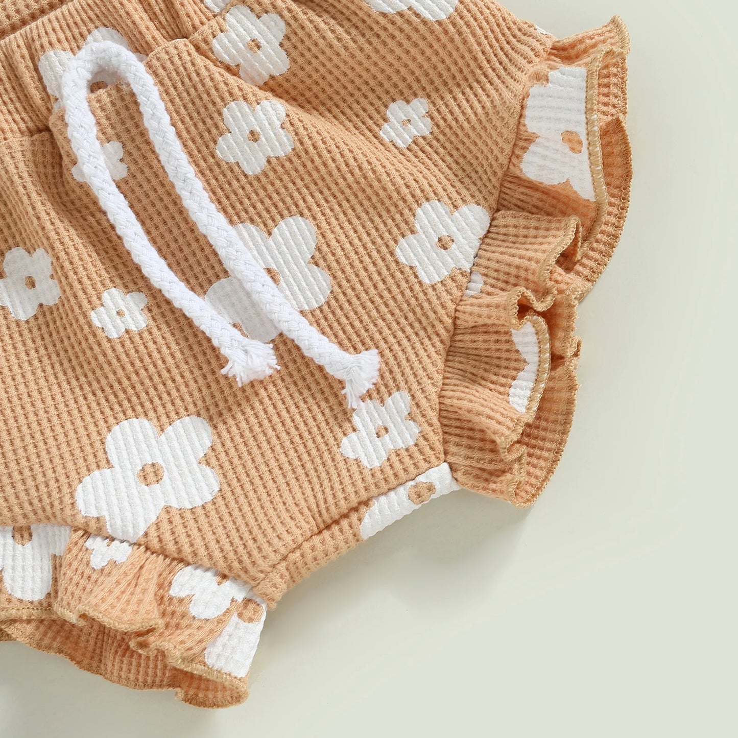 Infant Newborn Baby Girls 3Pcs Summer Outfits, Floral Sleeveless Strap Romper + Shorts + Headband Set 0-18M