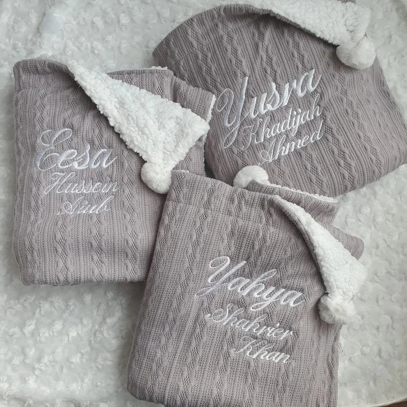 Personalised Knitted Baby Blanket Winter Blankets for Babies