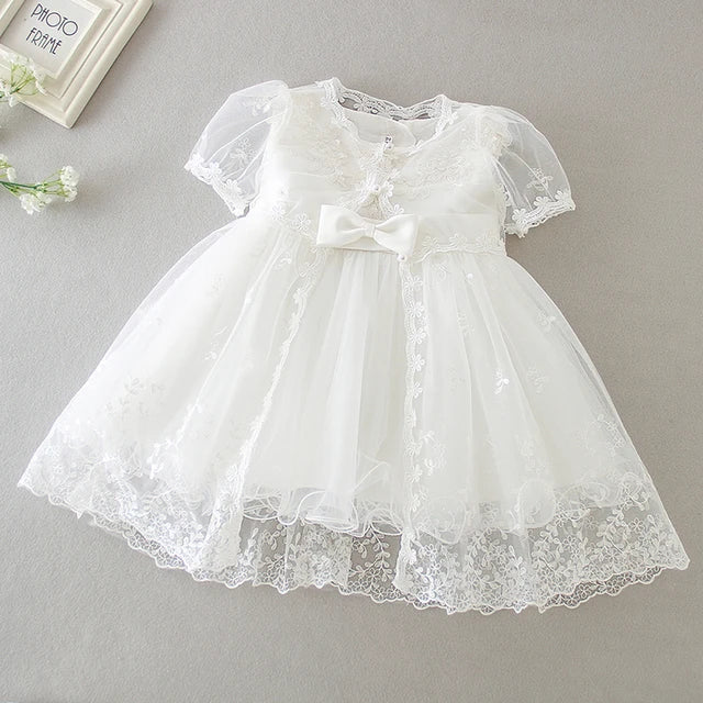 Summer New Baby Girl Dress Big Bow Baptism Dress for Girls First Year Birthday Party Wedding Dress Baby Clothes Tutu Fluffy Gown