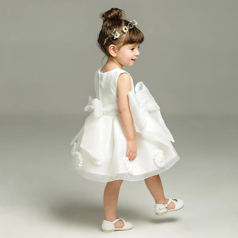 Summer New Baby Girl Dress Big Bow Baptism Dress for Girls First Year Birthday Party Wedding Dress Baby Clothes Tutu Fluffy Gown