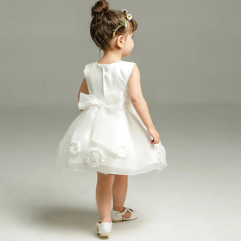 Summer New Baby Girl Dress Big Bow Baptism Dress for Girls First Year Birthday Party Wedding Dress Baby Clothes Tutu Fluffy Gown